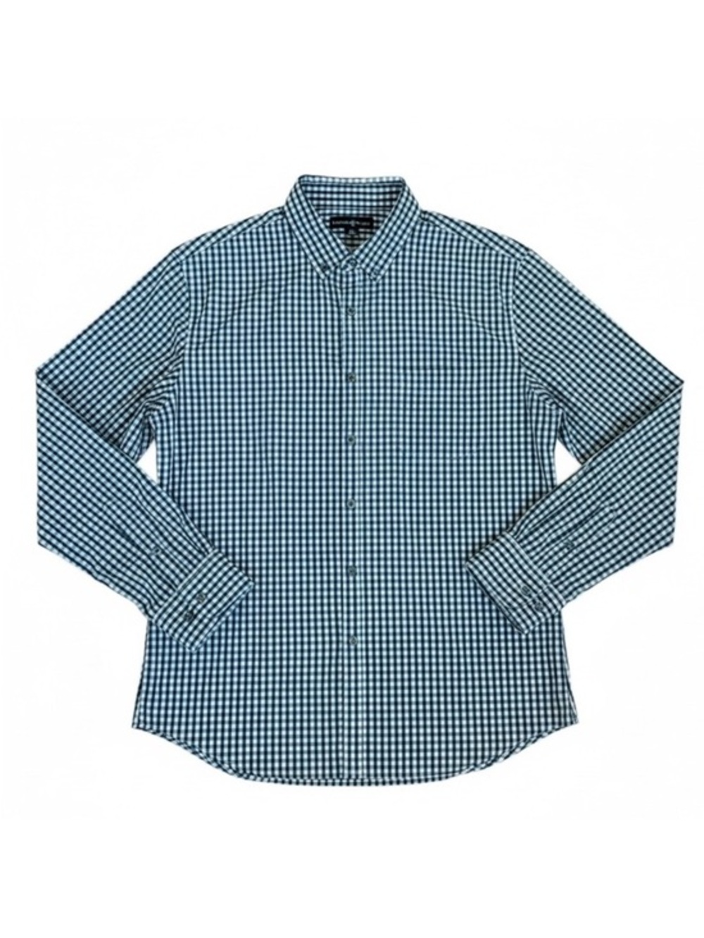 Beverly Hills Polo Club Black/White/Blue Gingham Plaid Button Down Shirt XL